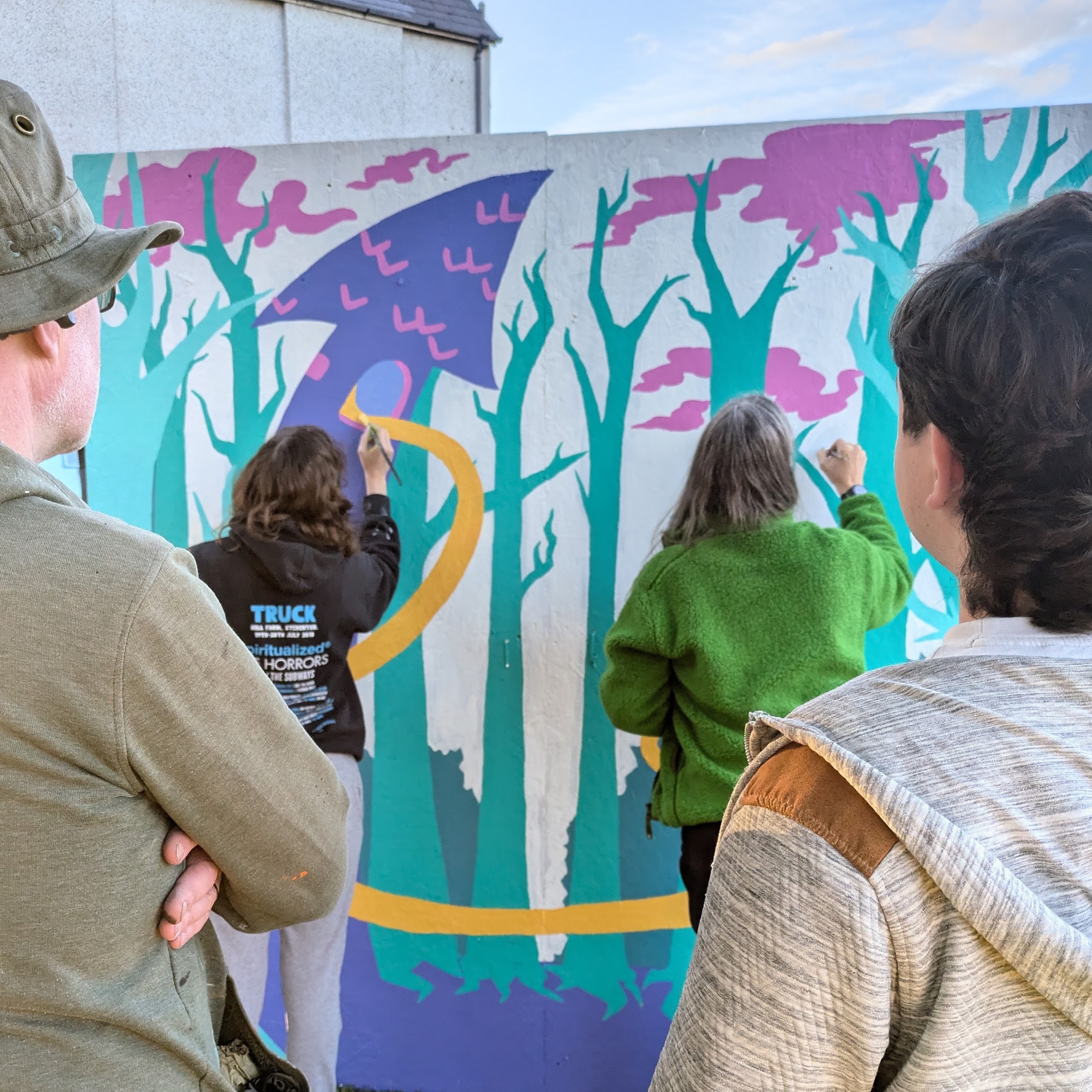 Painting at Greening Maindee car park garden